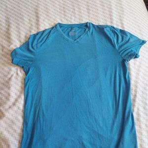 Vibrant Blue V-Neck Men's Shirt